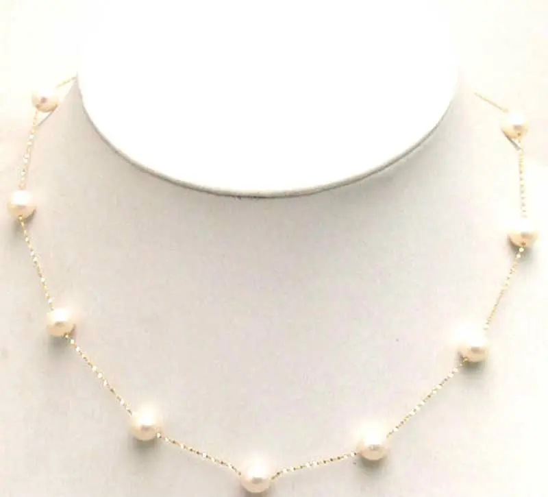 

FREE SHIPPING14K gold Chain Floating AAA FW pearl necklace-5398 (A0501)