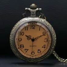 Ретро бронзовые винтажные полые кварцевые карманные часы цветок эмаль для женщин и мужчин ожерелье подвеска с цепочкой Relogio De Bolso подарки