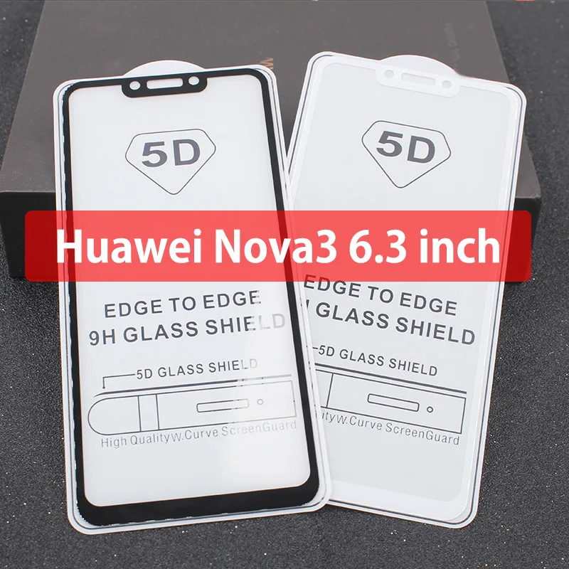 

2pcs 5D Full Glue Cover Tempered Glass Huawei Nova 3 Screen Protector Phone Film For Huawei Nova3 Full Glue Glass