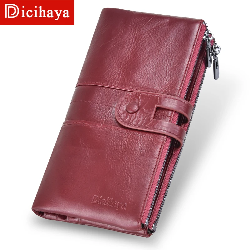 Дешево DICIHAYA, хит продаж, женский клатч, натуральная кожа, кошельки, новинка, Женский Длинный кошелек, Женский кошелек на молнии, сумочка для денег, к...