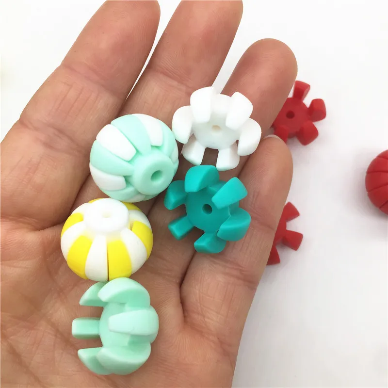 Chenkai 100pcs Chinese Lantern Silicone Teether Beads DIY Food Grade Baby Pacifier Teething Jewelry Toy Making Beads Accessories