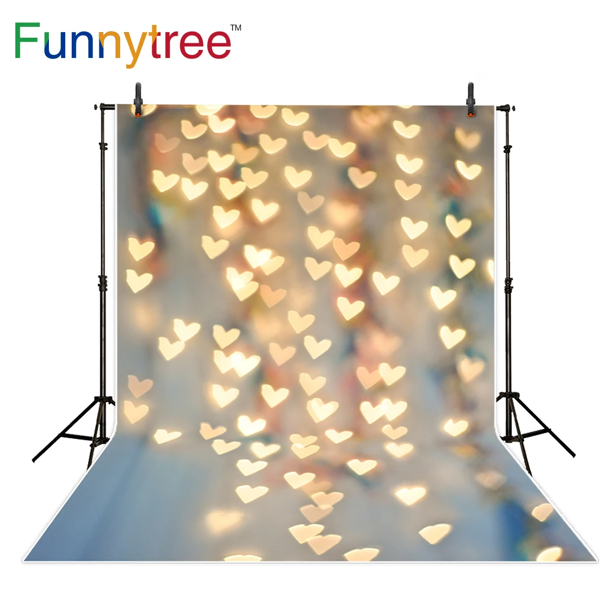 Фоны для фотосъемки Funnytree с блестящими сердцами боке детский душ День Святого