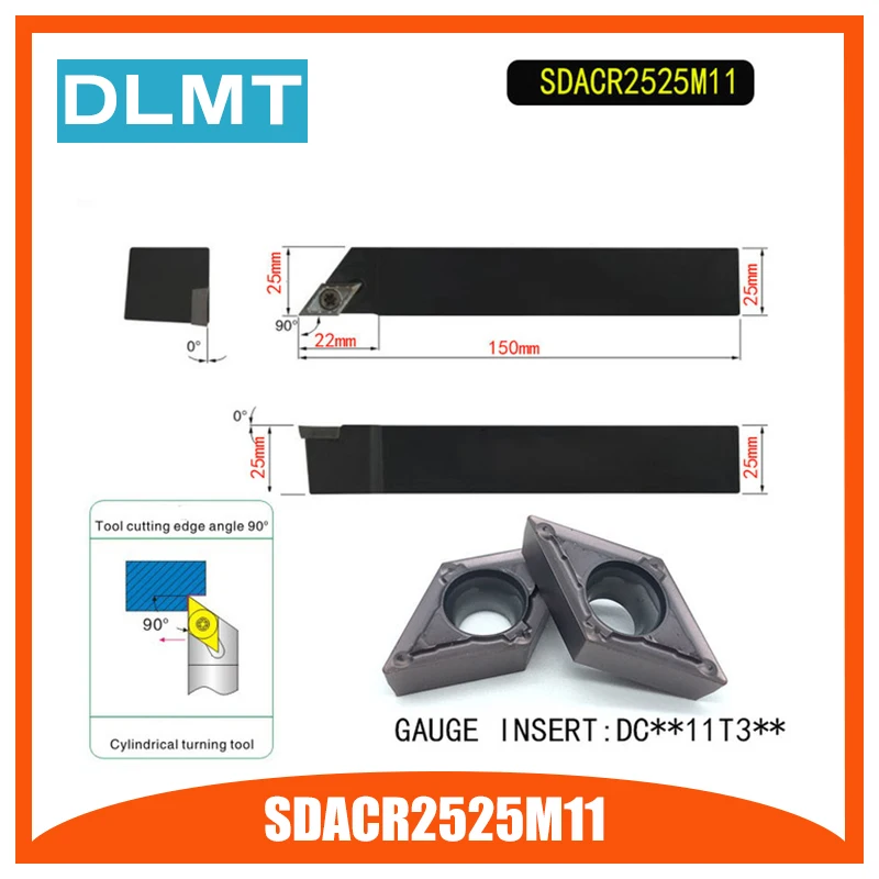 SDACR2525M11 90 градусов резец для наружной обточки держатель для DCMT11T304 DCMT11T308 используется на станках с ЧПУ Токарный Станок