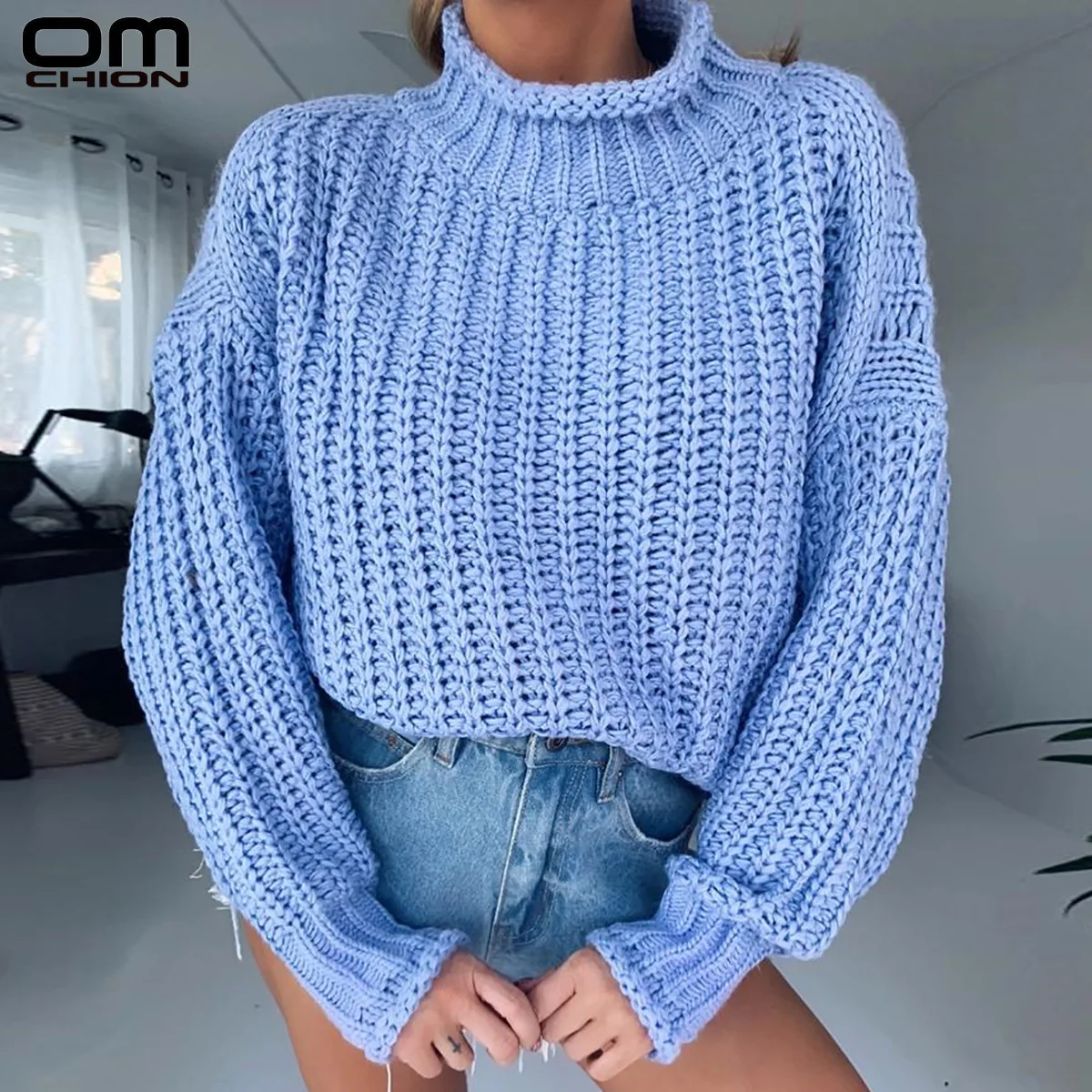 OMCHION Pull Femme 2019 осень зима женские свитера и пуловеры Корейская водолазка вязаный