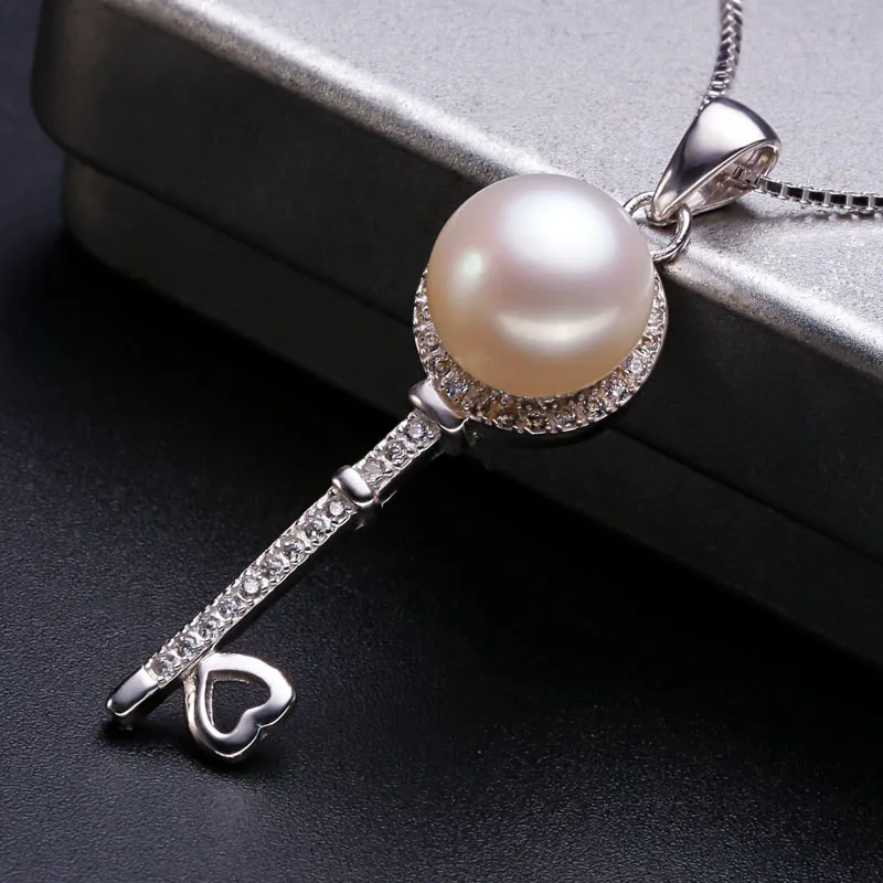 

Women Gift word 925 Sterling silver real [pearl] love key, freshwater pearl pendant necklace, 925 silver distribution chain mail
