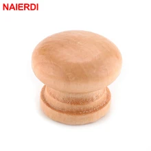 NAIERDI 10 Uds 2.5X2CM medio tamaño Natural de madera de la puerta del armario del cajón del gabinete del tirador, manija, pomo Hardware simple círculo de