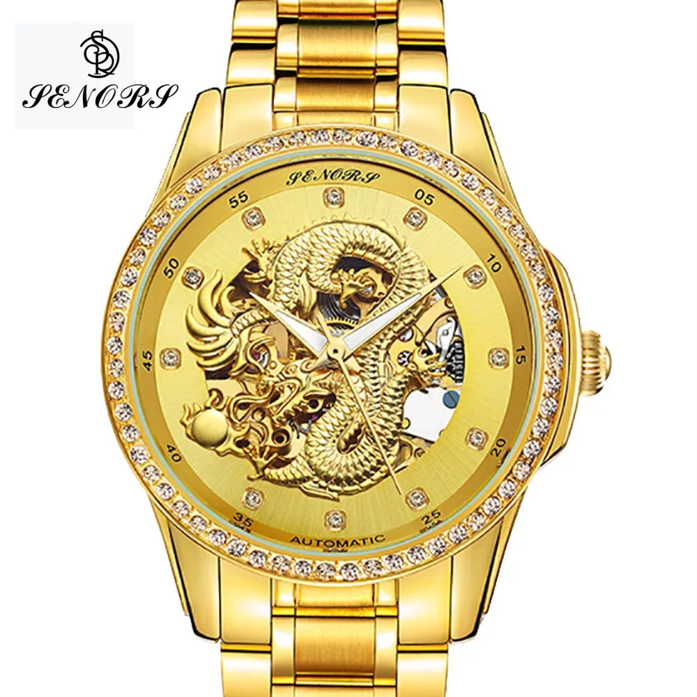 

2017 Business Mechanical Watches Mens Skeleton Tourbillon Automatic Watch Men Gold Stainless Steel Waterproof Relojes Hombre