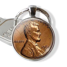 Lincoln Penny monety obraz brelok ze stopu rocznika nas miedzi grosza wisiorek brelok do kluczy mężczyzn biżuteria(China)