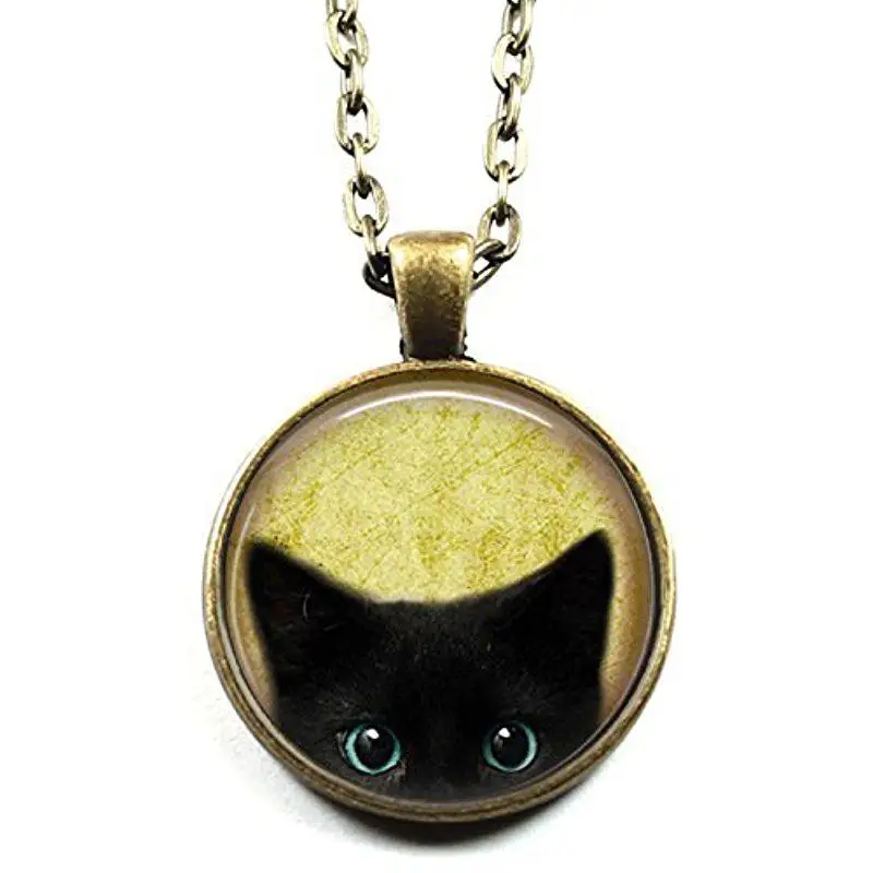 Black Cat Necklace Peeking Black Cat Pendant Cute Black Cat Jewelryin