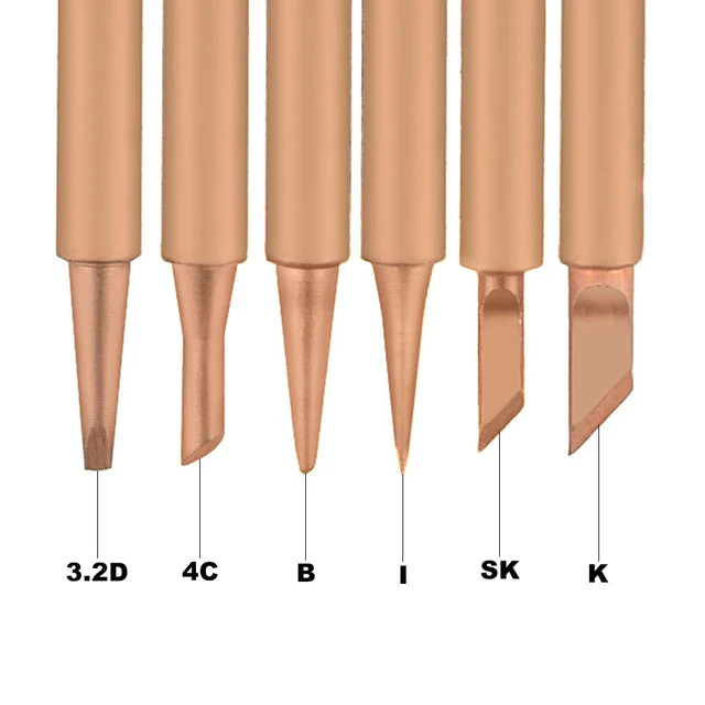 NEWACALOX 10pcs/lot Pure Copper Soldering Iron Tips Kit 900M-T Series Lead-free Welding Head for Soldering Rework Station Tool