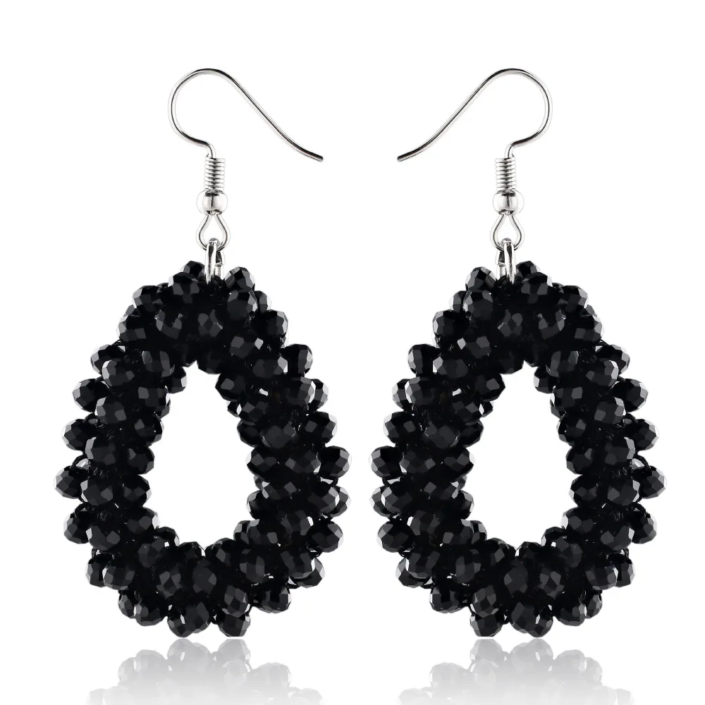 

2018 liujun fashion charm jewelry handwork weave beads crystal earrings beautiful women bride wedding earrings for women brincos