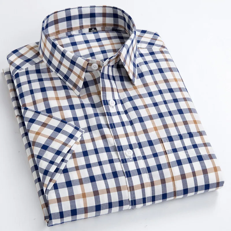 Высококачественные мужские повседневные рубашки в Оксфордском стиле, клетчатые мужские рубашки для отдыха, 100% хлопок, мужские рубашки с