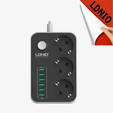 Grounding 3 EU power socket outlet 6 USB adapter wall charger dock 5V 3.4A surge protector extension strip for phone camera home