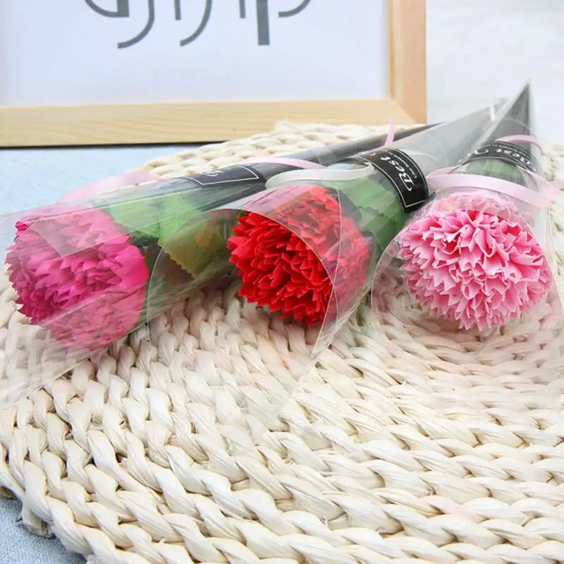 

1 Pcs Warm Carnation Shape Soap Artificial Flower Petals Bath Soap Fake Flowers Gift For Mother's Day Home Office Decoration