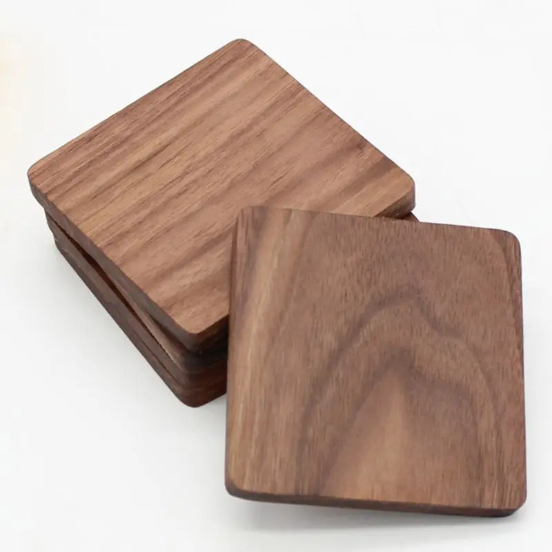 

Round Square Walnut Wood Drink Coaster Heat Insulation Tea Coffee Cup Mat Pad Holder Kitchen Table Decor Placemat