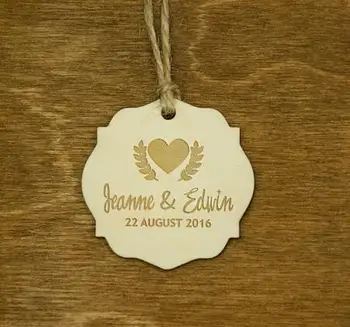 

custom name heart olive Wooden wedding thank you gift favor hang tags engagement bridal shower party favors invitation labels