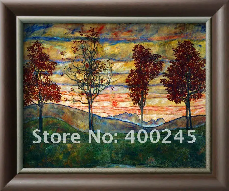 Лидер продаж! Подарок картины маслом холст Пейзаж картина четыре Ёлки 1917 Эгона Шиле ручной работы Высокое качество