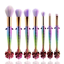 

New 7 PCS Unicorn Mermaid Makeup Brush Set Rainbow Fish Tail Foundation Powder Eyeshadow Make up Brushes pinceaux de maquillage