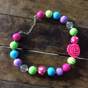 

Fashion DIY Jewelry Handmade Multicolor Acrylic Children Baby Kids Beads Strand Charm flower Necklaces
