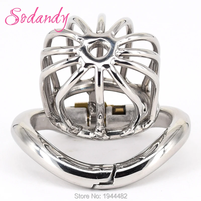 Tanie SODANDY 2018 mężczyzna urządzeń Chastity mężczyzna Cock Cage ze stali nierdzewnej Penis ograniczenia blokowanie Cock Ring z Stealth zamki Sex zabawki
