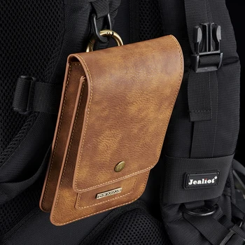 

Outdoor Climbing 6.5" Below General Pouch Flip Pocket Real Leather Protective Phone Cover Case with Card Slot for iPhone Samsung