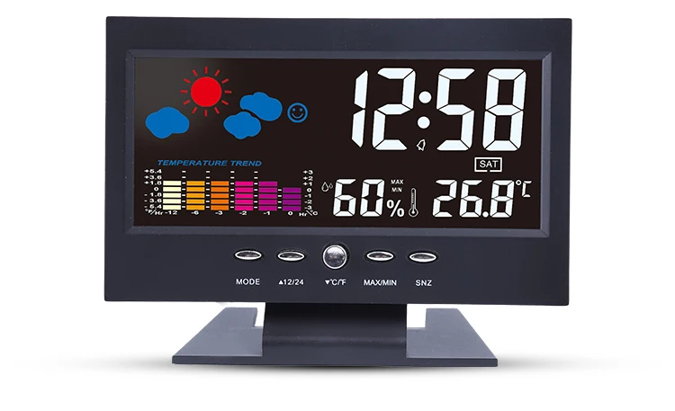 Светодиодный Настольные часы с монитором температуры и влажности, электронный цифровой термометр, гигрометр, часы с подсветкой