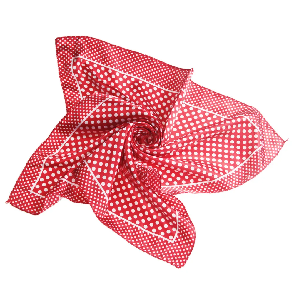 

Silk scarf headband small facecloth red square white dot scarf bandanas handkerchief neckerchief muffler b297