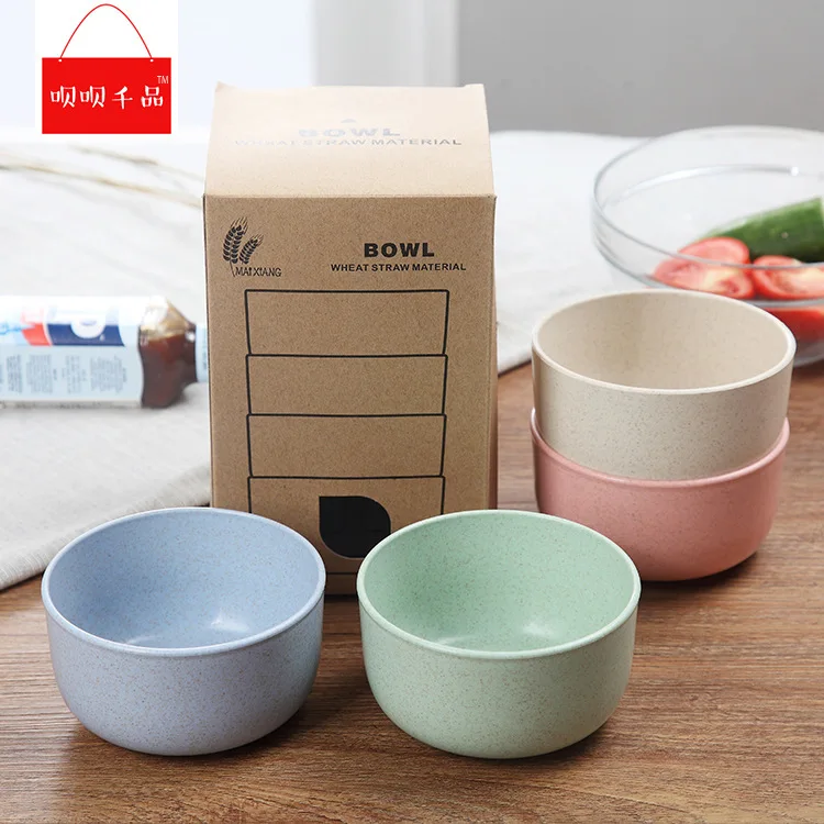 

4pcs/set Wheat Nordic Household Noodles Rice coconut salad plastic mixing cereal Bowl set Household Tableware