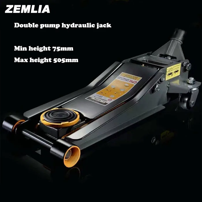3T Double Pump Low Position Hydraulic Jack With Universal Rear Wheel