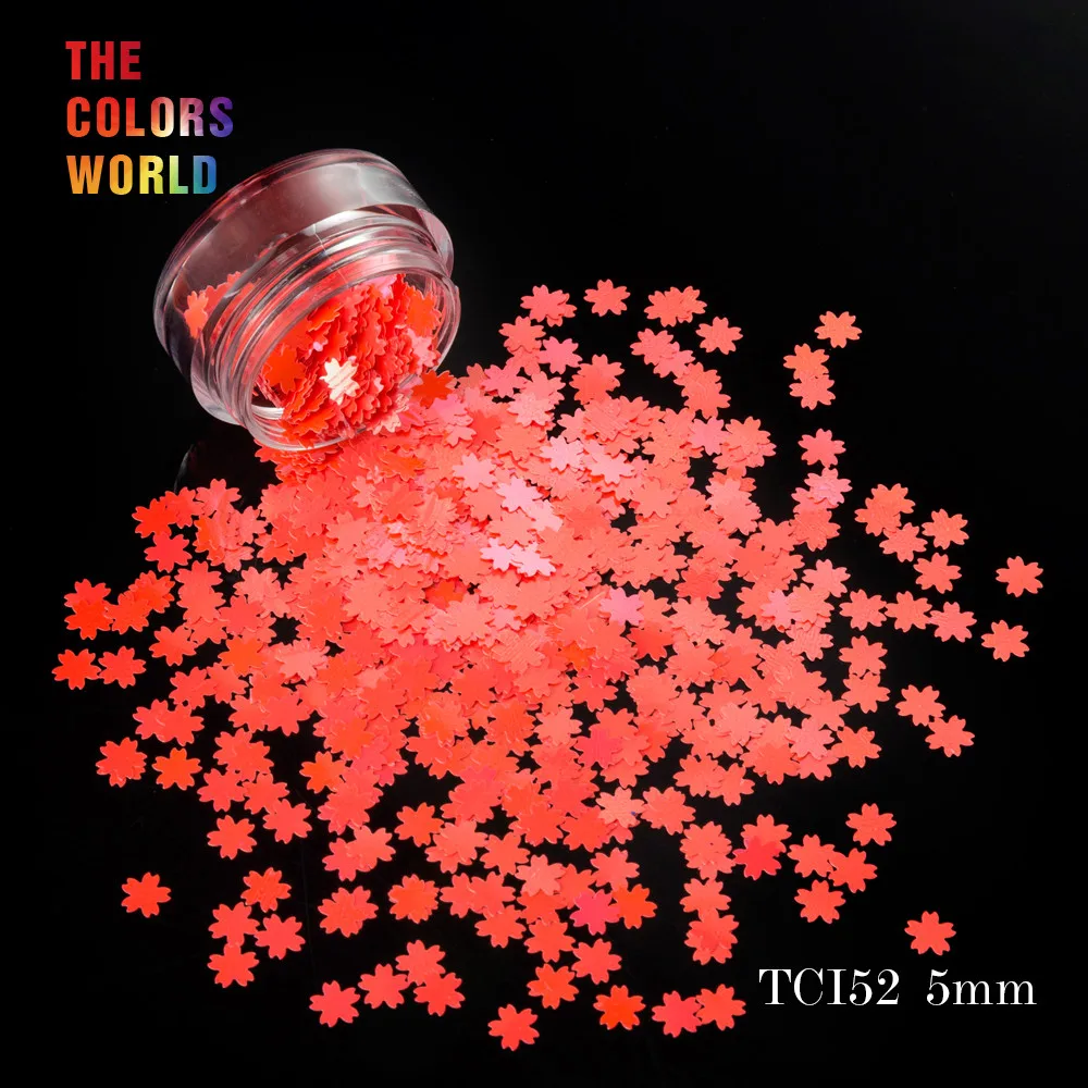 TCT-051 사쿠라 벚꽃 모양 반짝이 네일 아트 장식, 진주빛 무지개 빛깔의 색상, 메이크업 페이스 페인트 DIY, 12 가지 크기, 5mm