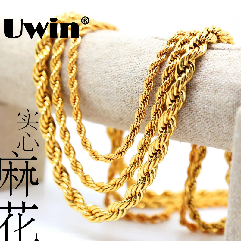 

Mens Iced Out Hip hop Yellow Gold Color Necklace 5mm 6mm 10mm 24'' 30''36" More Size Available Hiphop Rope Chain New