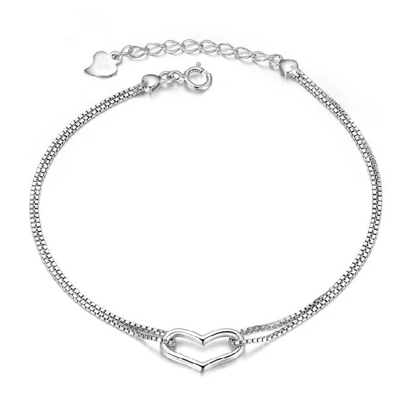 

ZHOUYANG Bracelet For Women Simple Style Sweet Love Heart Double Layer Charm Chain Silver Color Gifts Fashion Jewelry KBH204