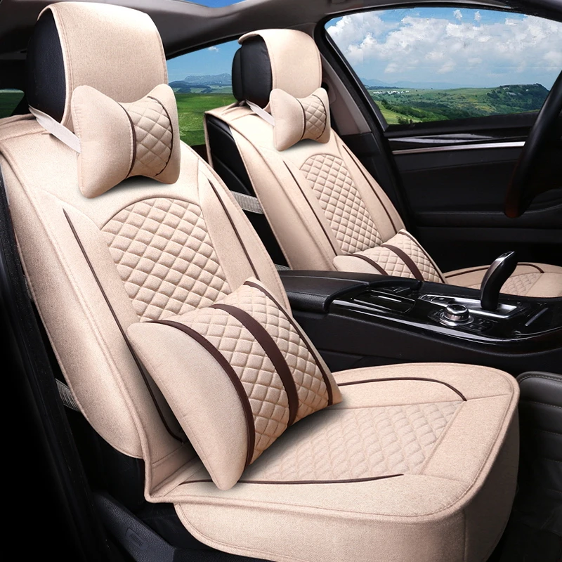 Linen Flax Breathable Seat Cover for Ford Kuga ST Fusion Mustang Cmax