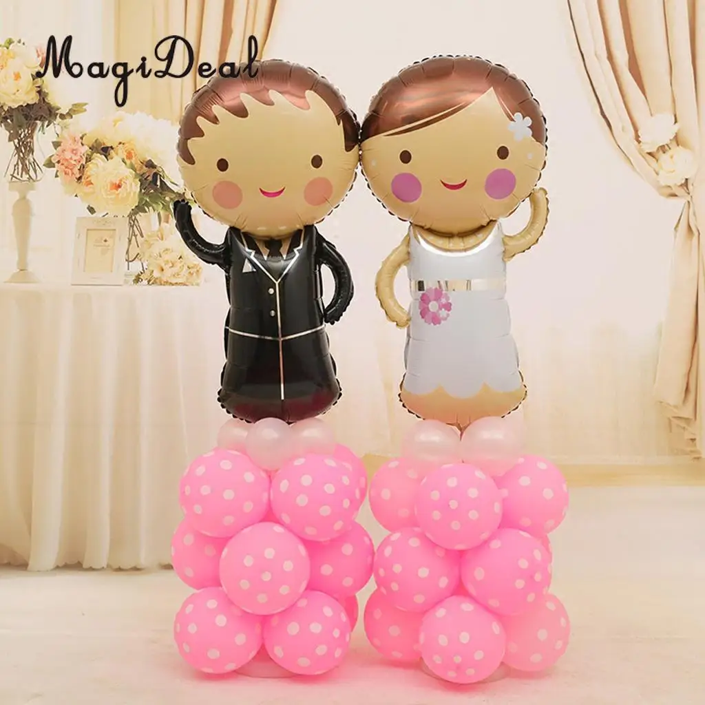 44pcs Bride Groom Balloon Column Base Stand and Pole Set Wedding Engagement Party Decor Photo Prop