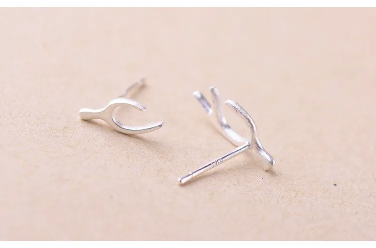 Женские асимметричные серьги гвоздики из серебра 925 пробы с оленем|fashion stud earrings|stud