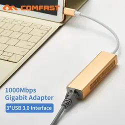 USB C Ethernet Rj45 сетевой адаптер 3 Порты и разъёмы Тип usb C концентратор 10/100/Gigabit Ethernet 1000 Мбит USB 3,0 сетевая карта для MacBook