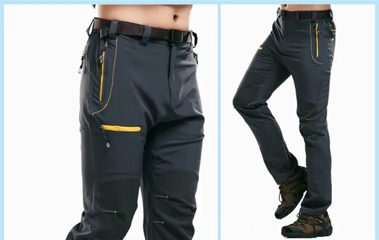 Мужские быстросохнущие дышащие спортивные брюки с эластичной резинкой на талии для кемпинга, рыбалки, весны и лета, походные брюки размера плюс