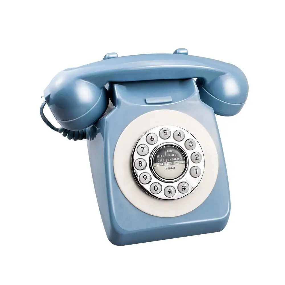 Синий ретро телефон в европейском и американском стиле телефонной линии проигрыватель телефон кнопочный организации коммутируемого доступа hotel для телефона