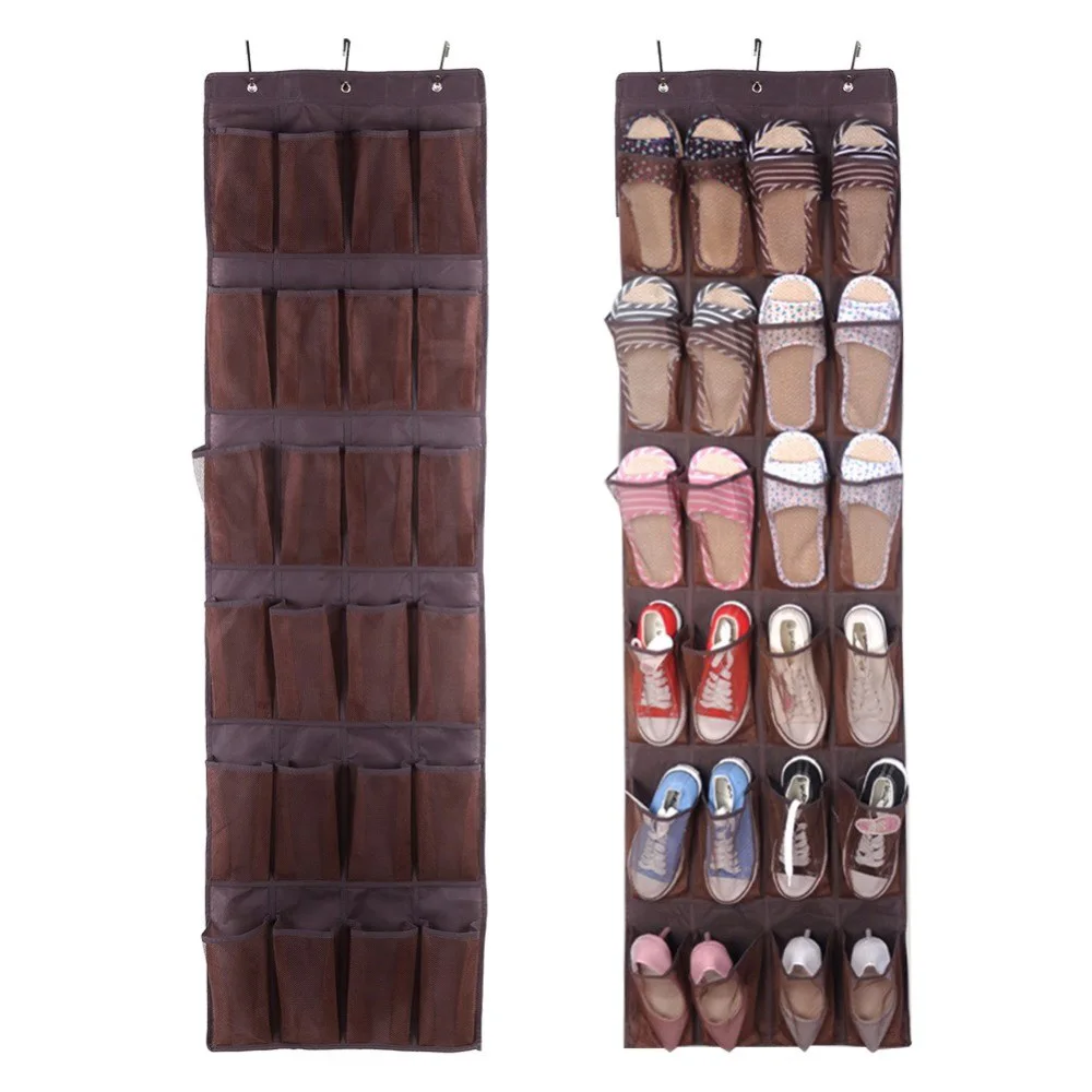 

24 Pocket Over the Door Shoe Organizer Rack Hanging Storage Space Saver Hanger