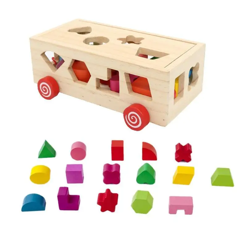 Детские головоломки матч обучения монтессори игрушка 16 отверстий Интеллект коробка форма сортировщик ребенок познавательный, на поиск соответствия строительные Пазлы дерево