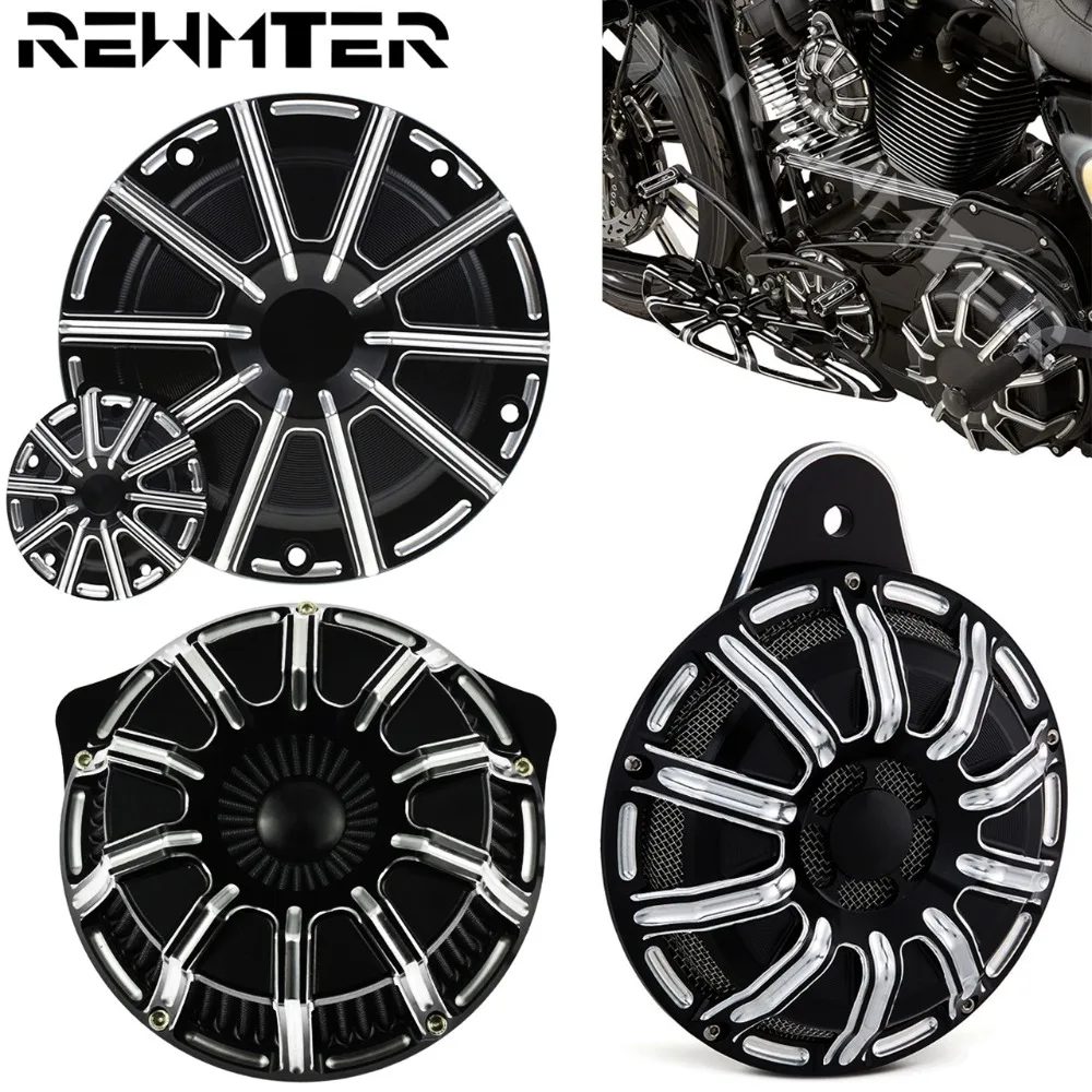 

Motorcycle Horn Cover Kit For Big Twin 91-18 Derby Timer Cover Air Filter Cleaner Black For Harley Touring Street Glide Models