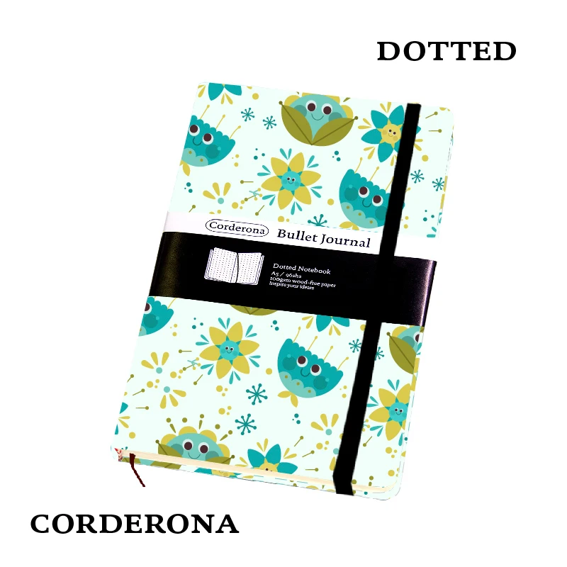 

Lovely Flower Dot Grid Hard Cover A5 PU Bullet Notebook Elastic Band Travel Dotted Journal Bujo Support Customize