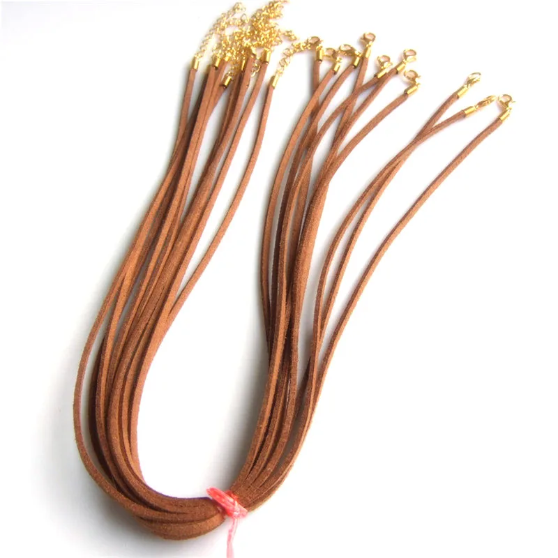 50pcs/lot Suede Leather Cord Men Women 2mm With Gold Extend Chain Lobster Clasp | Украшения и аксессуары