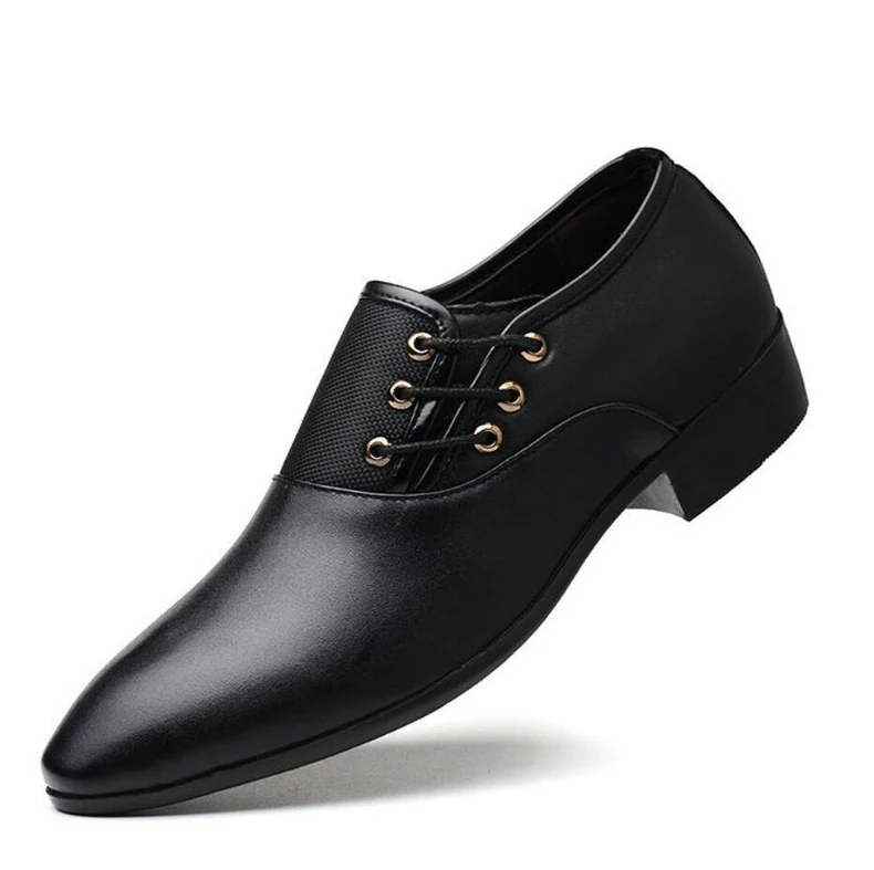Men's Wedding Shoe Oxfords For Mens Shoes Formal Leather Black Brogues Dress Shoe Lace-Up Men Casual Shoes Oxfords Large Size 47 (2)