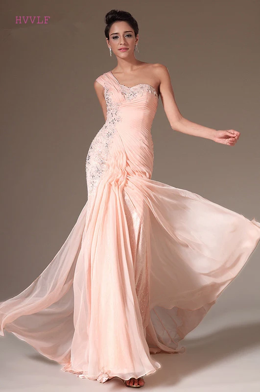 peach color evening gowns