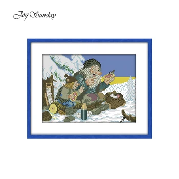 

Joy Sunday Counted Cross Stitch Kits Embroidery Sets DMC 11CT 14CT Snow Birds Printed Water Soluble Canvas DIY Needlework Sets