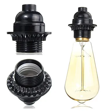 

IWHD DIY Douille Lamp Holder E27 Bulb Socket Black Plastic Lighting Accessory