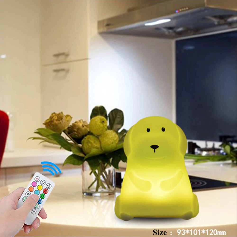  Bear Dog Monkey Fox LED Night Light Remote Control Timer Touch Sensor 9 Colors USB Charging Silicon - 32977326954