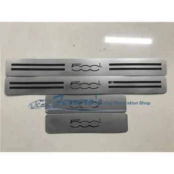 

stainless steel car Ultra-thin Scuff Plate/Door Sill Door Sill door cover outside door sill For 2014-2017 Fiat 500L Car styling