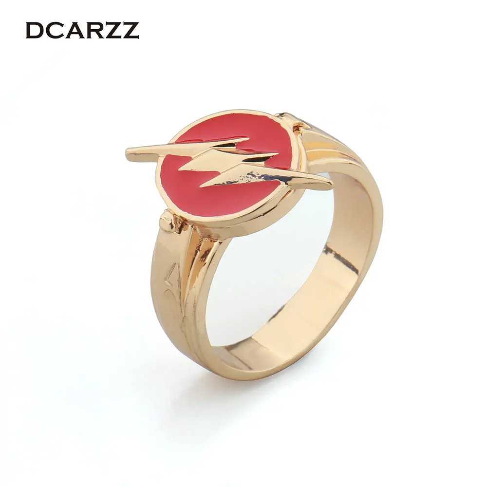 2017 Justice League The Flash Copper Ring Can be Opened Lightning Logo Superhero Cosplay Movie Jewelry Drop Shipping